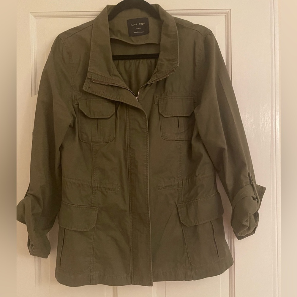 Women’s Love Tree Green Utility Jacket size Large
